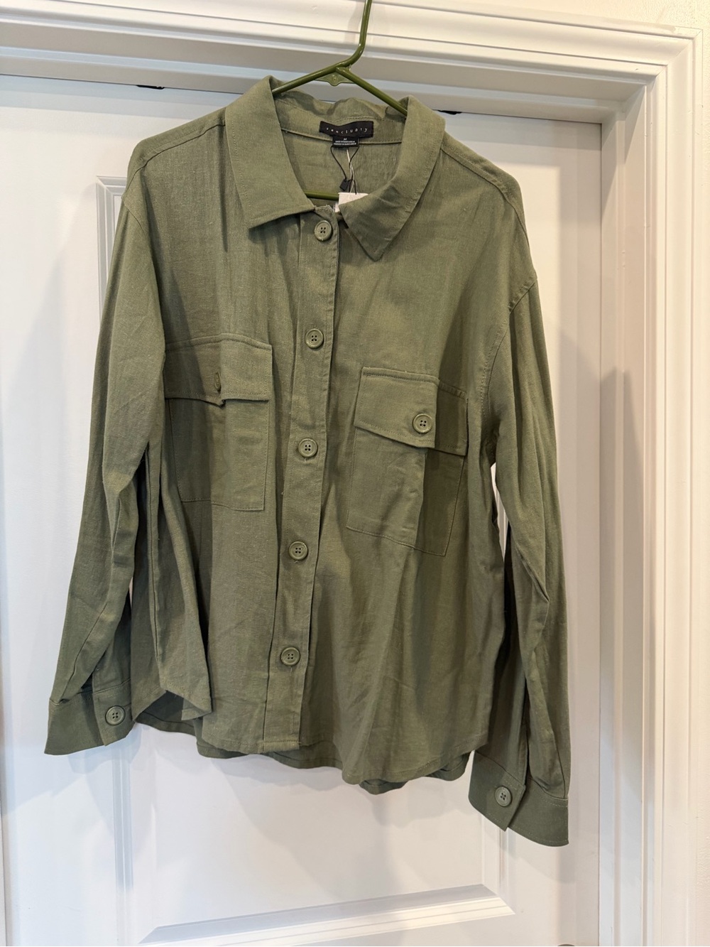 Olive Button-Front shirt